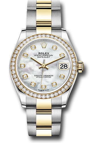 Rolex Steel and Yellow Gold Datejust 31 Watch - Diamond Bezel - Mother-of-Pearl Diamond Dial - Oyster Bracelet 278383RBR mdo