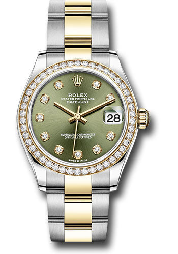 Rolex Steel and Yellow Gold Datejust 31 Watch - Diamond Bezel - Olive Green Diamond Dial - Oyster Bracelet 278383RBR ogdo