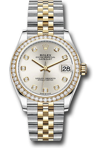 Rolex Steel and Yellow Gold Datejust 31 Watch - Diamond Bezel - Silver Diamond Dial - Jubilee Bracelet 278383RBR sdj