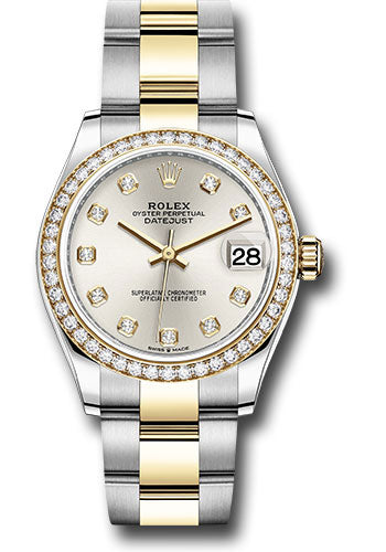 Rolex Steel and Yellow Gold Datejust 31 Watch - Diamond Bezel - Silver Diamond Dial - Oyster Bracelet 278383RBR sdo