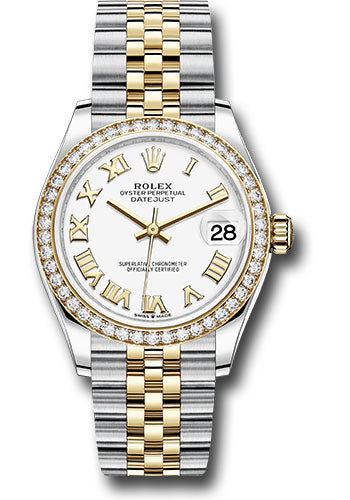 Rolex Steel and Yellow Gold Datejust 31 Watch - Diamond Bezel - White Roman Dial - Jubilee Bracelet 278383RBR wrj