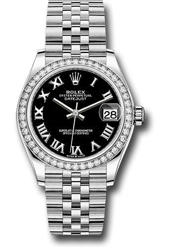 Rolex Steel and White Gold Datejust 31 Watch - Diamond Bezel - Black Roman Dial - Jubilee Bracelet 278384RBR bkrj