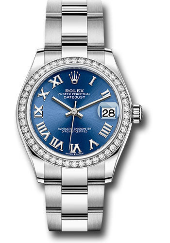 Rolex Steel and White Gold Datejust 31 Watch - Diamond Bezel - Blue Roman Dial - Oyster Bracelet 278384RBR blro