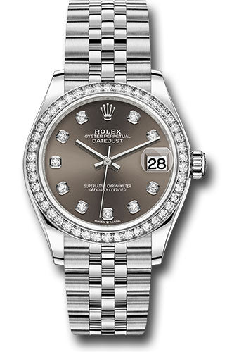 Rolex Steel and White Gold Datejust 31 Watch - Diamond Bezel - Dark Grey Diamond Dial - Jubilee Bracelet 278384RBR dkgdj