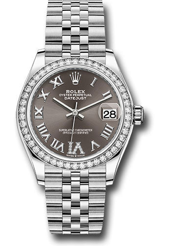 Rolex Steel and White Gold Datejust 31 Watch - Diamond Bezel - Dark Grey Roman Diamond 6 Dial - Jubilee Bracelet 278384RBR dkgdr6j