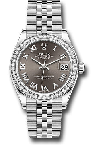 Rolex Steel and White Gold Datejust 31 Watch - Diamond Bezel - Dark Grey Roman Dial - Jubilee Bracelet 278384RBR dkgrj