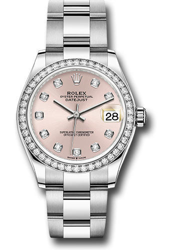 Rolex Steel and White Gold Datejust 31 Watch - Diamond Bezel - Pink Diamond Dial - Oyster Bracelet 278384RBR pdo