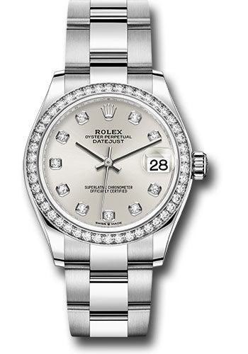 Rolex Steel and White Gold Datejust 31 Watch - Diamond Bezel - Silver Diamond Dial - Oyster Bracelet 278384RBR sdo