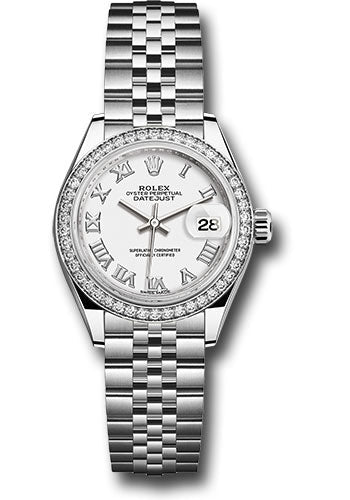 Rolex Steel and White Gold Rolesor Lady-Datejust 28 Watch - 44 Diamond Bezel - White Roman Dial - Jubilee Bracelet - 279384RBR wrj