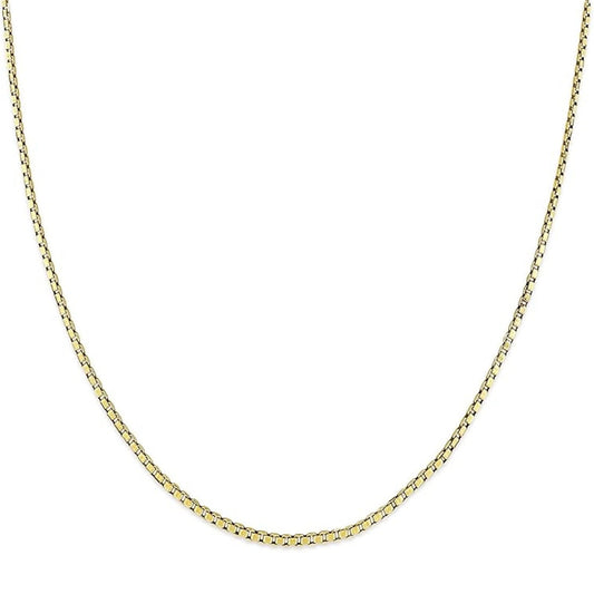 14K Yellow Gold 0.45 mm Classic Box Chain with Spring Ring Clasp 16" 18" 20"