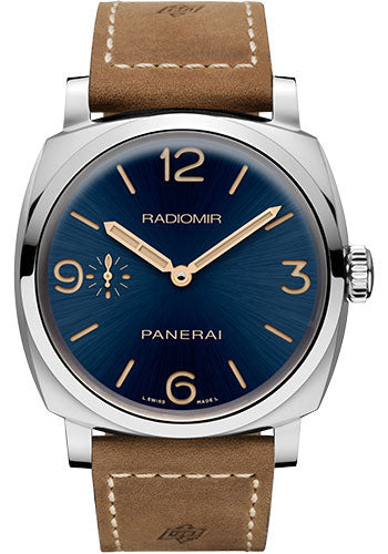 Panerai Radiomir 1940 3 Days Acciaio - 47mm Polished Steel Case - Sun-Brushed Blue Dial - PAM00690 - Wrist NYC