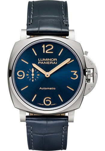 Panerai Luminor Due - 45mm Brushed Titanium Case - Sun-Brushed Blue Dial - PAM00729 - Wrist NYC