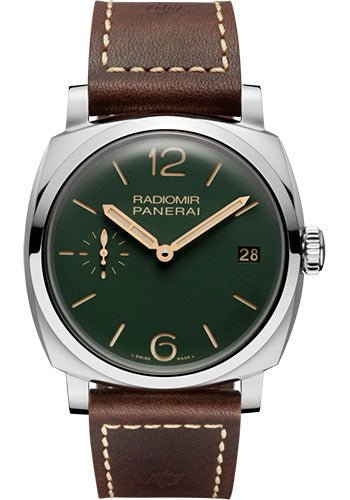 Panerai Radiomir 1940 3 Days Acciaio - 47mm Polished Steel Case - Green Dial - PAM00736 - Wrist NYC