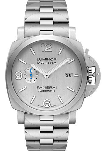 Panerai Luminor Marina - 44mm - Brushed Steel - Silver Vertical Brushed Dial - PAM00978 - Wrist NYC