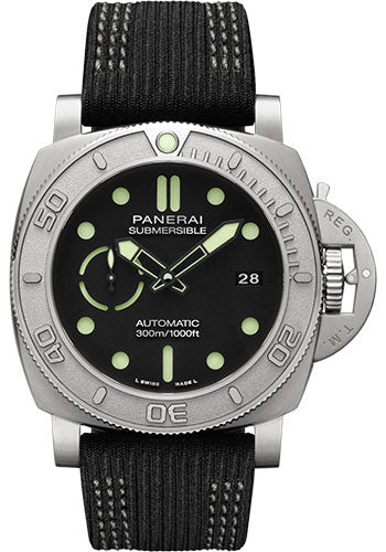 Panerai Submersible Mike Horn Edition - 47mm - Brushed Ecotitanium - Black Dial - Black Recycled Pet Strap - PAM00984 - Wrist NYC