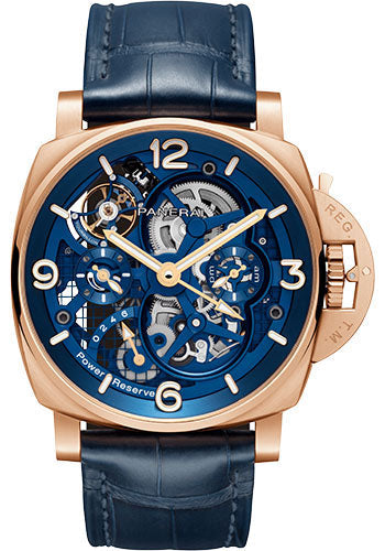 Panerai Luminor Tourbillon GMT - 47mm Brushed Goldtech Case - Skeleton Dial - PAM01060 - Wrist NYC