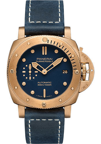 Panerai Submersible Bronzo Blu Abisso - 42mm Bronze Case - Blue Dial - PAM01074 - Wrist NYC