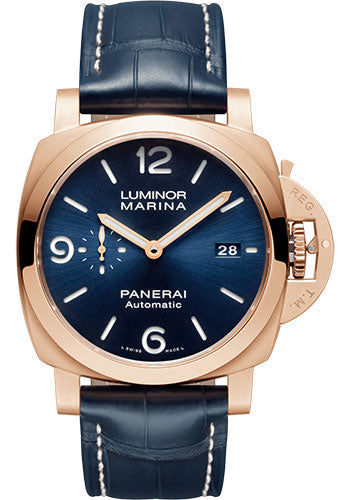 Panerai Luminor Marina Goldtechª Sole Blu - 44mm - Brushed Panerai Goldtech - PAM01112 - Wrist NYC