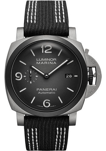 Panerai Luminor Marina 44mm - Guillaume Nery Edition - Sandblasted Titanium Dmls - Shaded Black Dial - PAM01122 - Wrist NYC