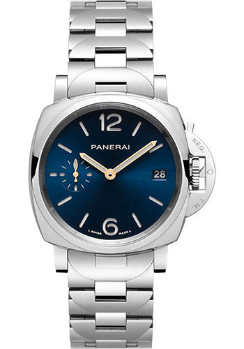 Panerai Luminor Due - 38mm Polished Steel Case - Blue Sun-Brushed Dial - Steel Bracelet - PAM01123 - Wrist NYC