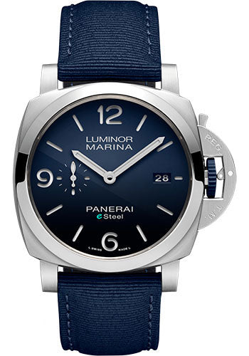 Panerai Luminor Marina eSteelª Blu Profondo - 44mm Brushed Esteel Case - Polished Blue Gradient Esteelª Dial - PAM01157 - Wrist NYC