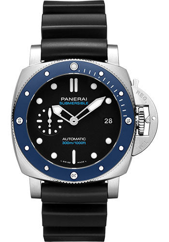 Panerai Submersible Azzurro - 42mm - Brushed Steel - Black Dial Limited Edition of 500 - PAM01209 - Wrist NYC