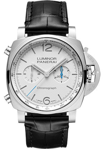 Panerai Luminor Chrono - 44mm Brushed Steel Case - White Dial - PAM01218 - Wrist NYC