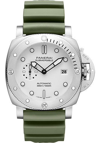 Panerai Submersible QuarantaQuattro Bianco - 44mm Brushed Steel Case - White Dial - PAM01226 - Wrist NYC