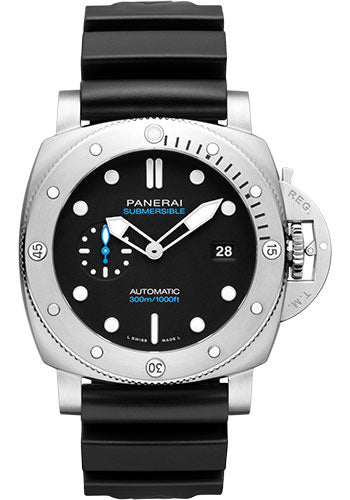 Panerai Submersible QuarantaQuattro - 44mm Brushed Steel Case - Black Dial - PAM01229 - Wrist NYC