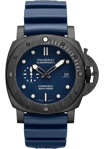 Panerai Submersible QuarantaQuattro Carbotechª Blu Abisso - 44mm Carbotech Case - Blue Dial - PAM01232 - Wrist NYC