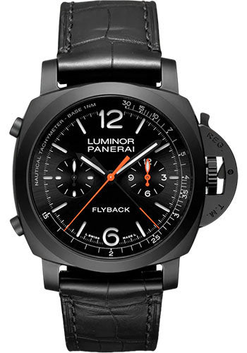 Panerai Luminor Chrono Flyback Ceramica - 44mm Black Ceramic Case - Black Sun-Brushed Dial - PAM01298 - Wrist NYC