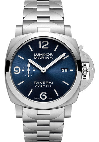 Panerai Luminor Marina Specchio Blu - 44mm - Brushed Steel - Blue Sun-Brushed Dial - PAM01316 - Wrist NYC