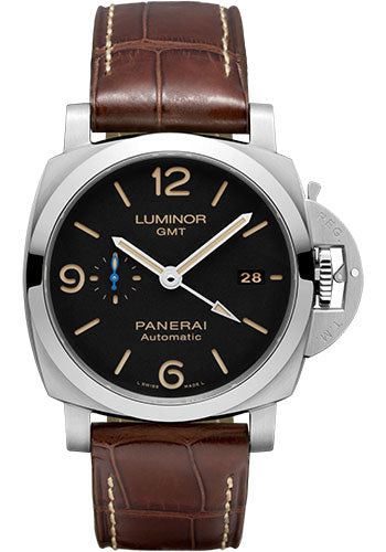 Panerai Luminor GMT - 44mm Brushed Steel Case - Black Dial - PAM01320 - Wrist NYC