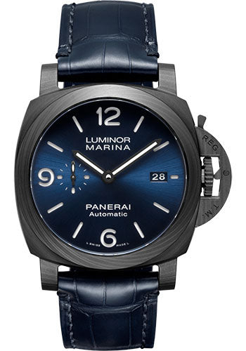 Panerai Luminor Marina Carbotechª Blu Notte - 44mm Carbotech Case - Blue Sun-Brushed Dial - PAM01664 - Wrist NYC