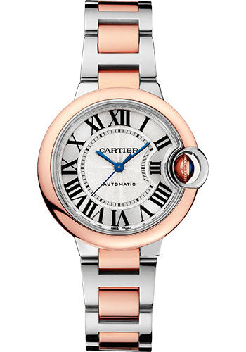 Cartier Ballon Bleu de Cartier Watch - 33 mm Steel and Rose Gold Case - Silver Dial - Two-Tone Interchangeable Bracelet - W2BB0032