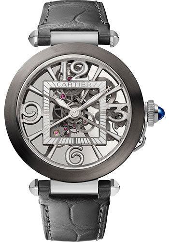 Cartier Pasha de Cartier Watch - 41 mm Black Adlc Steel Case - Skeleton Dial - Two Strap - WHPA0017