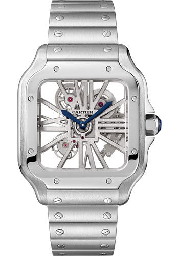 Cartier Santos de Cartier Watch - 39.8 mm Steel Case - Skeleton Dial - WHSA0015