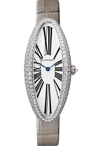 Cartier Baignoire AllongŽe Watch - 47 mm White Gold Diamond Case - Light Gray Strap - WJBA0007