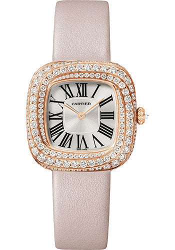 Cartier Coussin de Cartier Watch - 30.4 x 31.1 mm Rose Gold Case - Sunray Silver Dial - Beige Calfskin Strap - WJCS0005