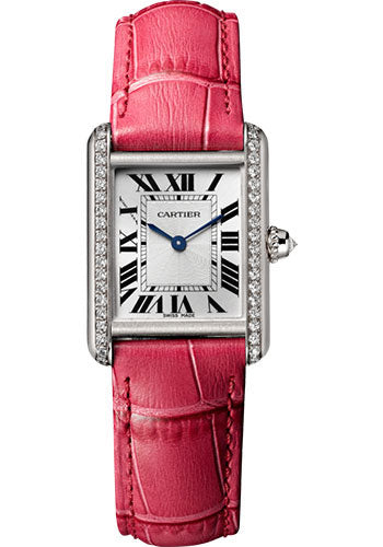 Cartier Tank Louis Cartier Watch - 29.55 mm White Gold Case - Pink Fuschia Alligator Strap - WJTA0011