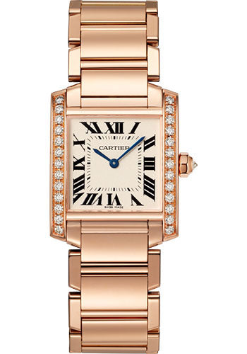 Cartier Tank Fran�aise Watch - 30 mm Pink Gold Diamond Case - WJTA0023