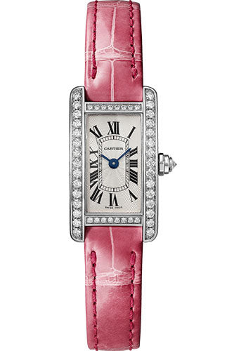 Cartier Tank AmŽricaine Watch - 27.00 mm x 15.20 mm White Gold Case - Silver Dial - Leather Strap - WJTA0027