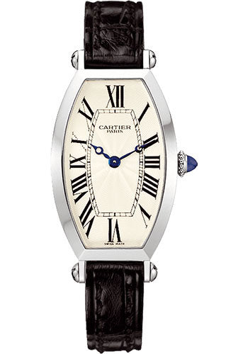 Cartier Cartier Vintage Collection Watch - Platinum Case - White Dial - Black Leather Strap - WVVI0019