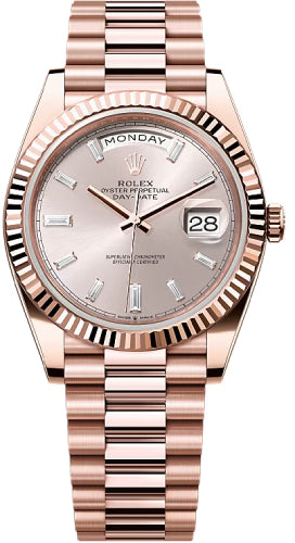 Rolex Day-Date 40 40mm Sundust Diamond Set Dial Fluted Bezel President Bracelet - 228235